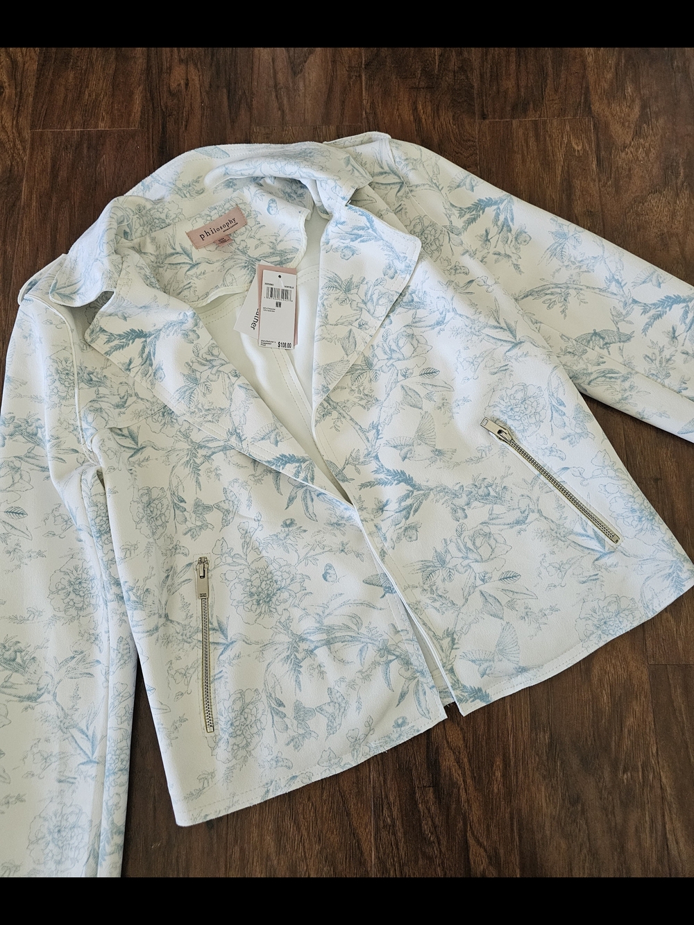 Philosophy Ivory Blue Faux Leather Jacket